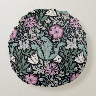 William Morris Mohn Botanical Viktorianisches Tape Rundes Kissen