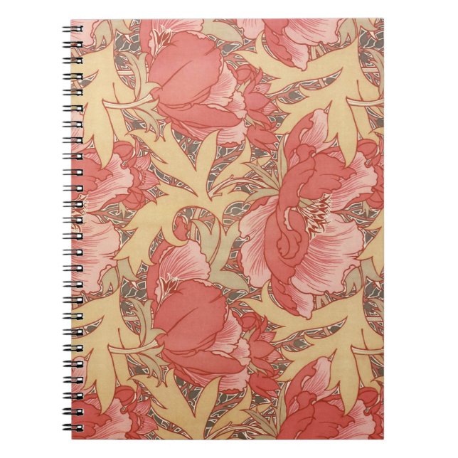 William Morris-Mohnblumen-Blumenkunst Nouveau Notizblock (Vorderseite)