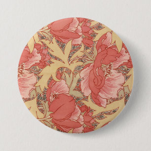 William Morris Mohnblumen im Art Nouveau Stil Button