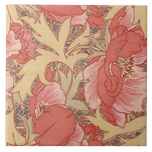 William Morris Mohnblumen im Art Nouveau Stil Fliese