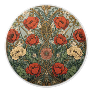 William Morris Mohnblumen im Art Nouveau Stil Keramikknauf