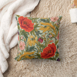 William Morris Mohnblumen im Art Nouveau Stil  Kissen