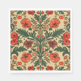 William Morris Mohnblumen im Art Nouveau Stil Serviette