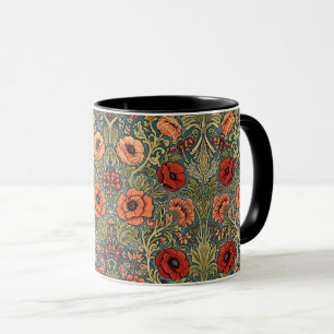 William Morris Mohnblumen im Art Nouveau Stil Tasse