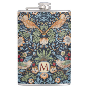 William Morris Monogram Strawberry Thief  Flachmann