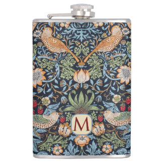 William Morris Monogram Strawberry Thief Flachmann