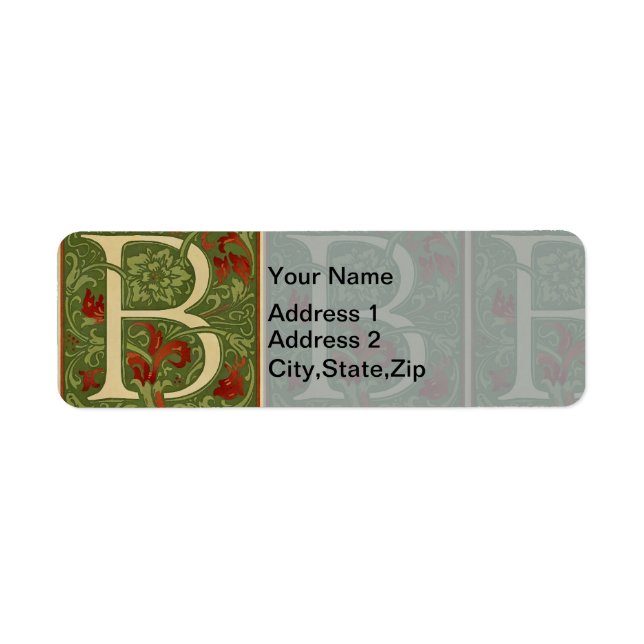 William Morris Monogramm Buchstabe B Floral Rot Gr (Vorne)