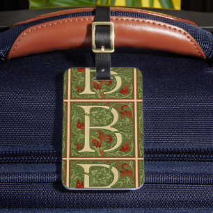 William Morris Monogramm Buchstabe B Floral Rot Gr Gepäckanhänger