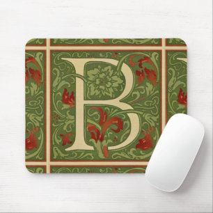 William Morris Monogramm Buchstabe B Floral Rot Gr Mousepad