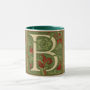 William Morris Monogramm Buchstabe B Floral Rot Gr Tasse
