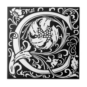 William Morris monogrammierter Buchstabe C Fliese
