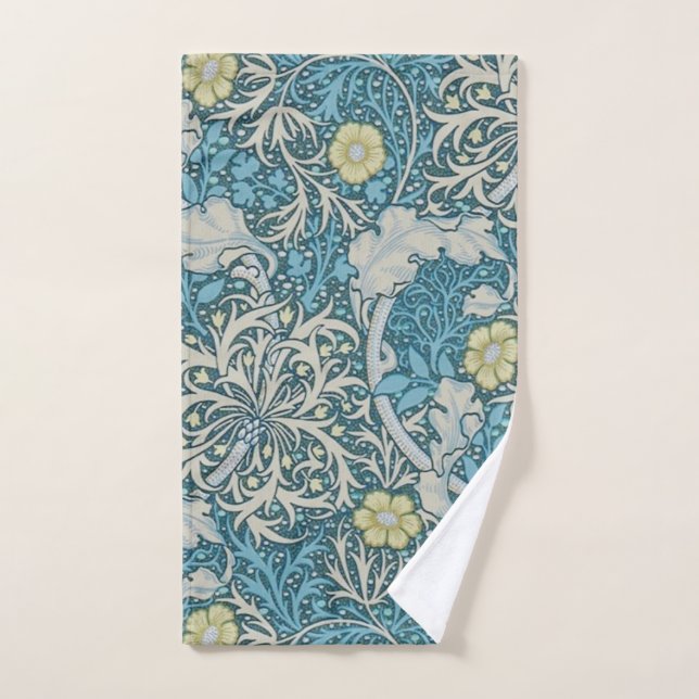 William Morris, motif Art nouveau, algues, bleu, f (Serviette à main)