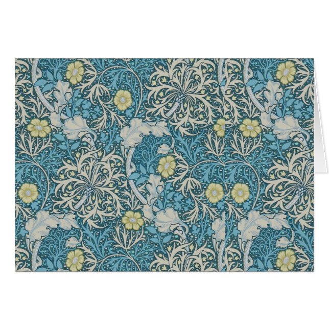 William Morris, motif Art nouveau, algues, bleu, f (Devant Horizontal)