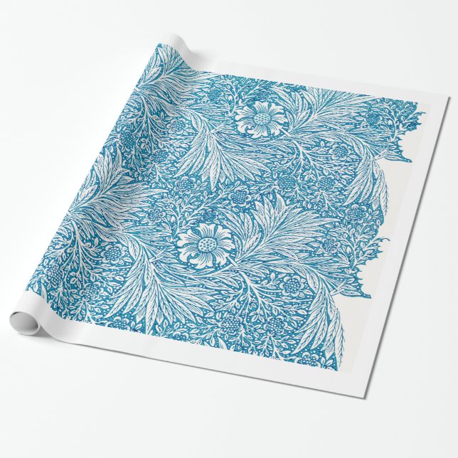 William Morris-MUSTER BLAUES BLUMENPackpapier Geschenkpapier (Ungerollt)