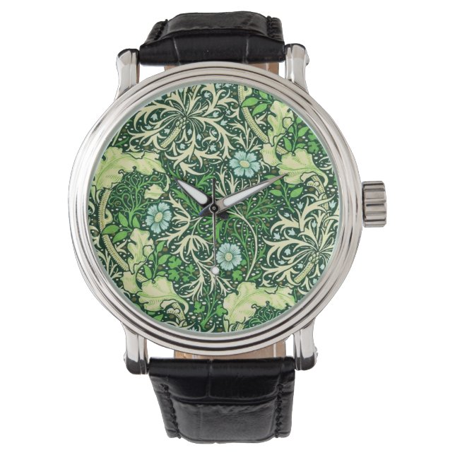 William Morris - Muster der grünen Algen Armbanduhr (Vorderseite)