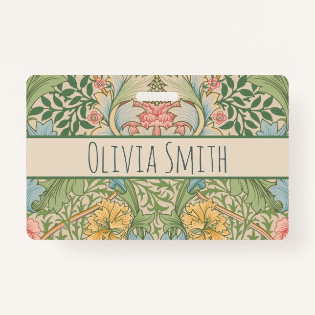 William Morris Myrtle Blume Floral Botanical Ausweis (Vorderseite)