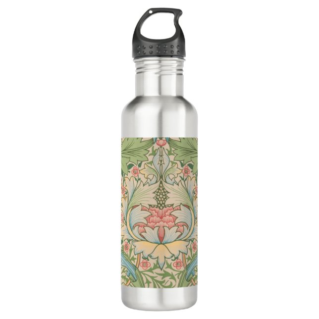 William Morris Myrtle Blume Floral Botanical Edelstahlflasche (Vorderseite)