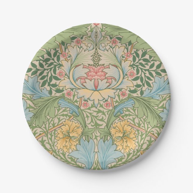 William Morris Myrtle Blume Floral Botanical Pappteller (Vorderseite)