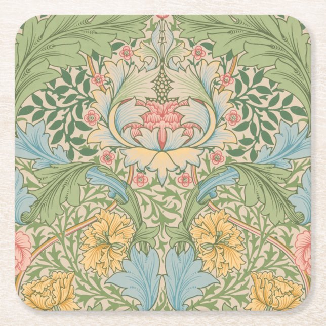 William Morris Myrtle Blume Floral Botanical Rechteckiger Pappuntersetzer (Vorderseite)