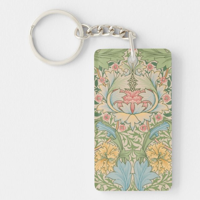 William Morris Myrtle Blume Floral Botanical Schlüsselanhänger (Vorderseite)