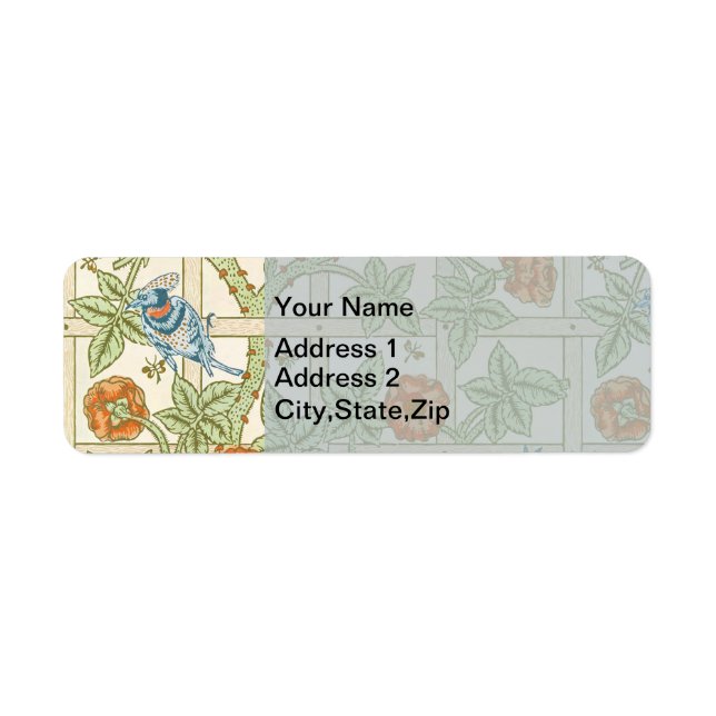 William Morris nahtloses Gitter-Rosen-Vogel-Muster (Vorne)