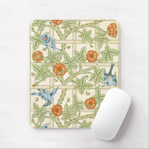 William Morris nahtloses Gitter-Rosen-Vogel-Muster Mousepad