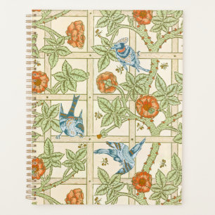 William Morris nahtloses Gitter-Rosen-Vogel-Muster Planer