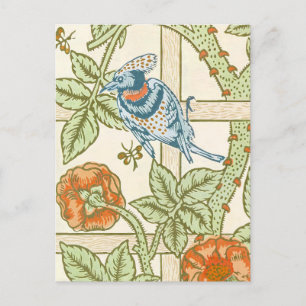 William Morris nahtloses Gitter-Rosen-Vogel-Muster Postkarte