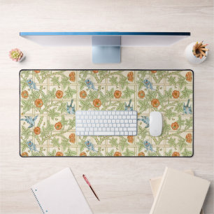 William Morris nahtloses Gitter-Rosen-Vogel-Muster Schreibtischunterlage