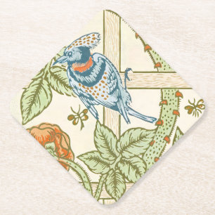 William Morris nahtloses Gitter-Rosen-Vogel-Muster Untersetzer