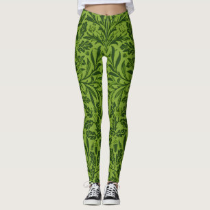 William Morris nahtloses grünes Eichenlaubmuster Leggings