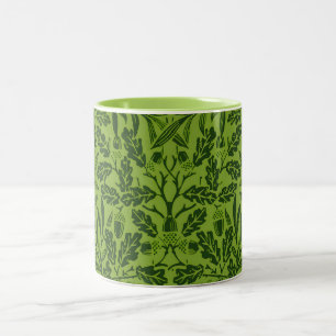 William Morris nahtloses grünes Eichenlaubmuster Zweifarbige Tasse