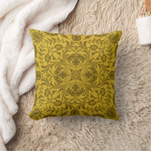William Morris nahtloses Reben-Gold-Gelb-Muster Kissen