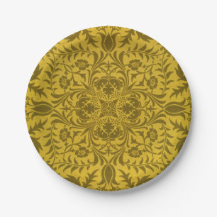 William Morris nahtloses Reben-Gold-Gelb-Muster Pappteller
