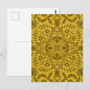 William Morris nahtloses Reben-Gold-Gelb-Muster Postkarte