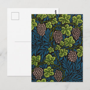William Morris Nahtloses Weinreben Schwarz Muster Postkarte