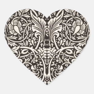 William Morris Narzissen Blumen Wallpaper Herz-Aufkleber