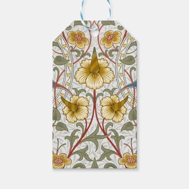 William Morris Narzissen-Blumenmuster Geschenkanhänger (Vorderseite)