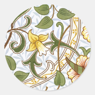 William Morris-Narzissen-Chintz-Muster-Aufkleber Runder Aufkleber