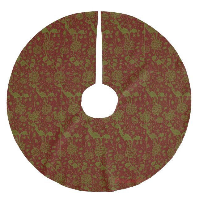 William Morris Nostalgic Classic Red Tree Skirt Polyester Weihnachtsbaumdecke (Vorderseite)
