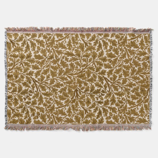 William Morris Oak Blätter, Coffee Brown und Beige Decke (Vorderseite)