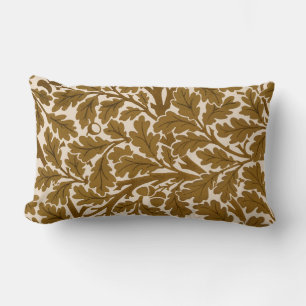 William Morris Oak Blätter, Coffee Brown und Beige Lendenkissen