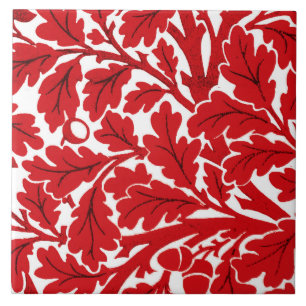 William Morris Oak Blätter, Deep Red and White Fliese