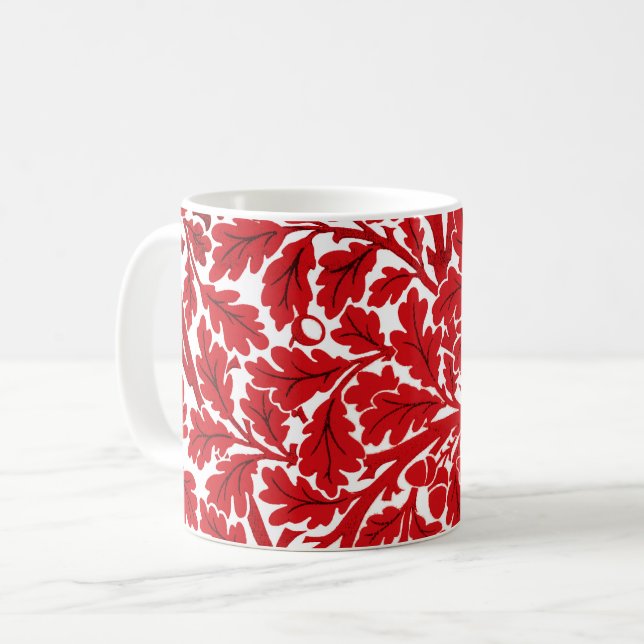 William Morris Oak Blätter, Deep Red and White Kaffeetasse (Vorderseite Links)