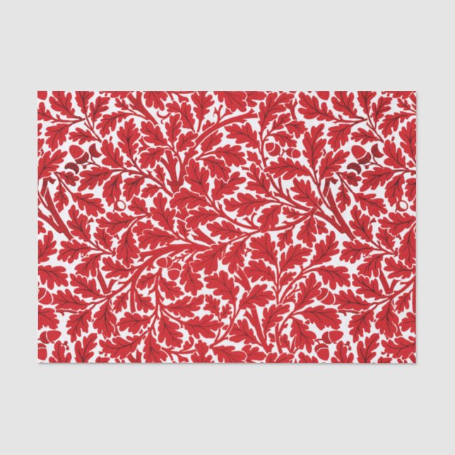 William Morris Oak Blätter, Deep Red and White Seidenpapier (Vorderseite)