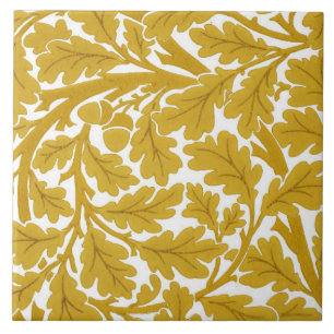 William Morris Oak Blätter, Mustard Yellow & Whit Fliese