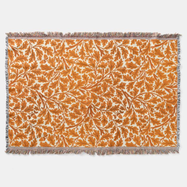 William Morris Oak Blätter, Rust Orange & Cream Decke (Vorderseite)