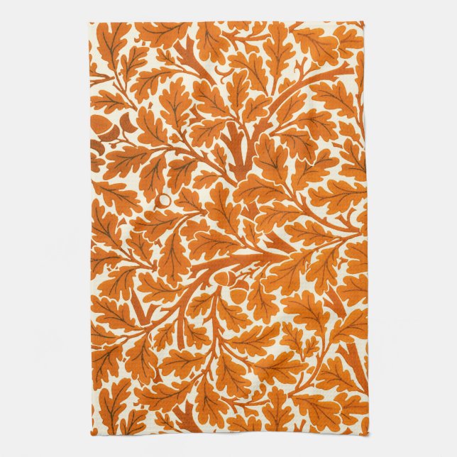William Morris Oak Blätter, Rust Orange & Cream Geschirrtuch (Vertikal)