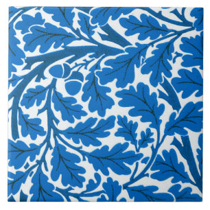William Morris Oak Blätter, Sapphire Blue und Whit Fliese