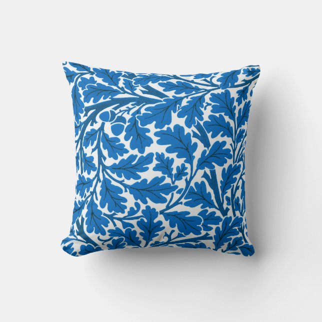 William Morris Oak Blätter, Sapphire Blue und Whit Kissen (Vorderseite)